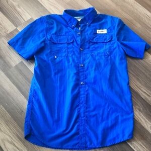 Magellan Outdoors Fish Gear Short Sleeve Shirt Royal Blue  Size Large Un…